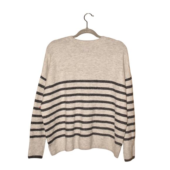 VINCE CAMUTO NEW $69 Dolman Sleeve Striped Crew Neck Sweater Gray Heather Medium - Picture 4 of 5